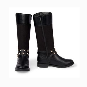The Children's Place Girls Black Tall Studded Zip Up Boots